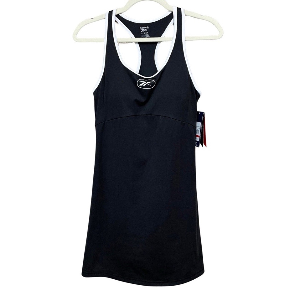Reebok Retro Active Tennis Dress Black Attached Sport Bra with Pads Size M NWT